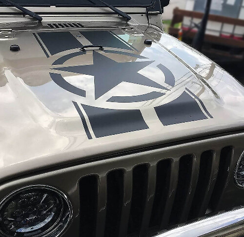 Adesivo in vinile Military Star per cofano Jeep Wrangler