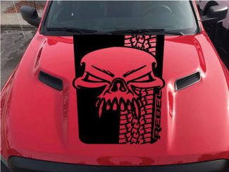 Dodge Ram Skull Tire Tracks Rebel Hood Logo Truck Vinyl Decal Graphic Pickup