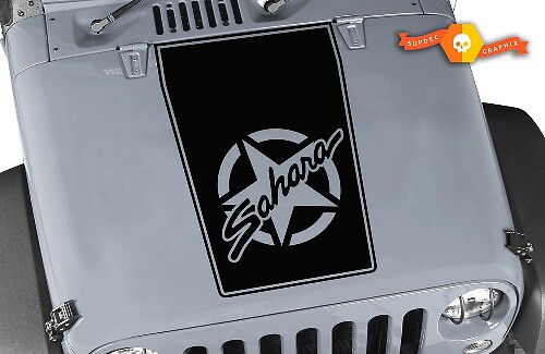 Adesivo in Vinile Nero Sahara Star per Cofano Jeep Wrangler