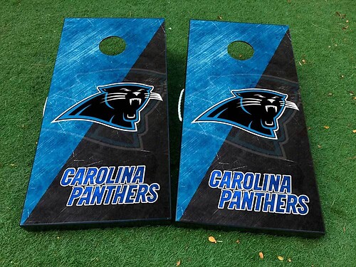 Carolina Panthers Football Cornhole Gioco da tavolo Adesivo Decalcomania INVOLUCRO IN VINILE con LAMINATO
