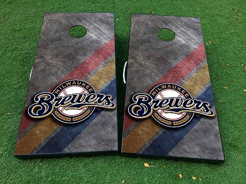 Set di Adesivi in Vinile per Tavolo da Cornhole Baseball Milwaukee Brewers
