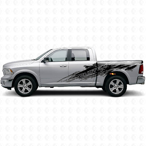 Kit di Adesivi Laterali in Vinile con Lettering Personalizzato Stile Spruzzo di Fango per Dodge Ram