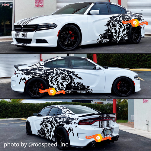 Custom Cat Head Distressed Stripe Pattern Kit completo Adesivo in vinile per Dodge Charger