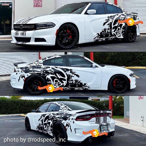 Kit adesivo in vinile a striscia completa stile Grunge Hellcat per Dodge Challenger e Charger