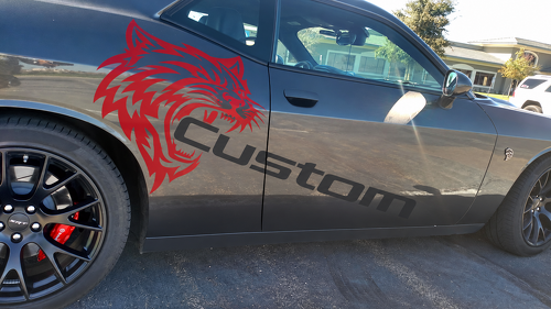 Custom Cat Head Two Color Pair — Adesivo in vinile (fianco) per Dodge Challenger