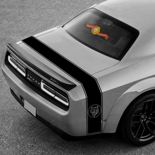 Custom Cat Head Double Outline Rear Wrap Stripe Parafango posteriore Baule Adesivo in vinile per Dodge Challenger SRT, Hellcat