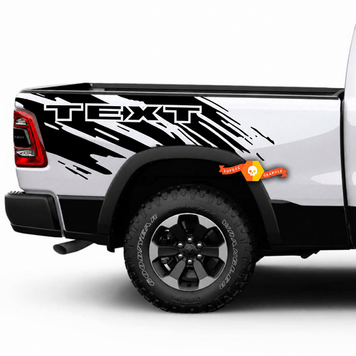 Adesivo in Vinile con Grafica Splash Grunge Personalizzata per Fianco Letto per Dodge Ram 1500