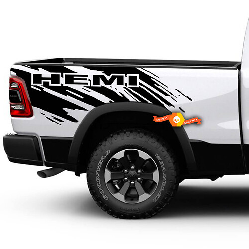Dodge Ram HEMI Splash Grunge Logo camion adesivo in vinile decalcomania letto grafico
