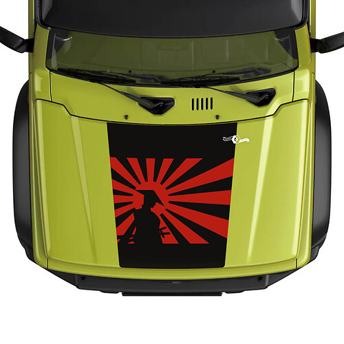 Adesivo in Vinile Rosso Guerriero Giapponese per Cofano Suzuki JIMNY