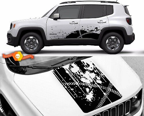 Kit Adesivi in Vinile con Schizzi Laterali e Cofano per Mountain Bike per Jeep Renegade