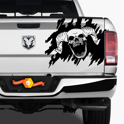 Dodge Ram Skull Splash Grunge Vinyl Decal Adesivo Tailgate Truck Vehicl Pickup grafico
