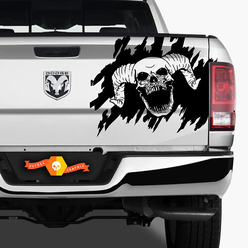 Adesivo in Vinile con Grafica Teschio Splash per Portellone Dodge Ram
