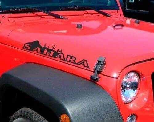Coppia di Adesivi in Vinile per Cofano Sahara per Jeep Wrangler Sahara Rubicon