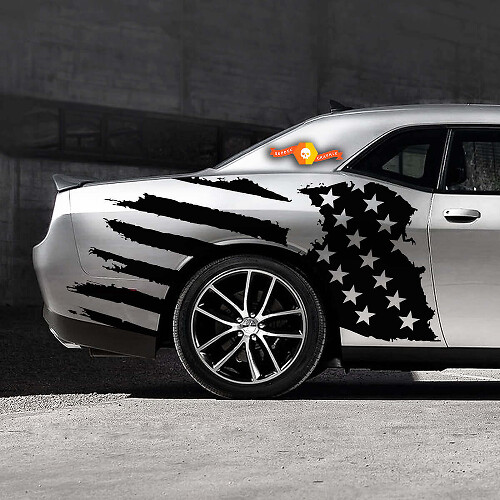 La decalcomania adesiva laterale invecchiata con bandiera USA USA si adatta alla Musclecar Musclecarmodel Dodge Charger Chevy Camaro
_1