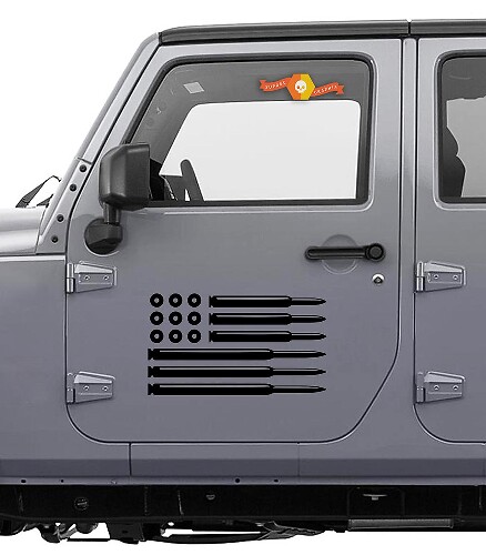Set di Adesivi Laterali in Vinile Stile Proiettile con Bandiera USA per Jeep Wrangler