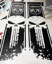 Adesivo in Vinile Strisce Laterali Stile Teschio Punisher Hemi per Dodge Ram 1500-3500_3