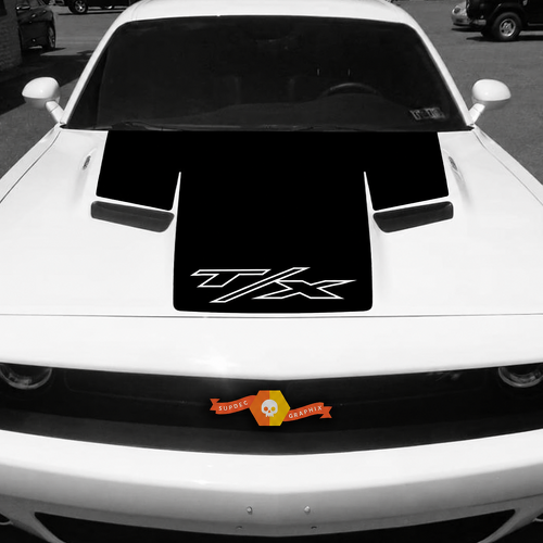 Adesivo in vinile striscia nera T/X per cofano Dodge Challenger 2015-2017