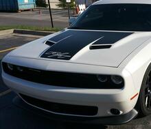Dodge Challenger R/T specifico dal 2015 al 2017 R/T Scat Pack 392 Adesivo per cofano Decal Stripe Blackout Scatpack
 2