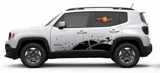 Jeep Renegade Bike Mountain Logo Grafico Vinile Decal Sticker Splash Grunge SUV