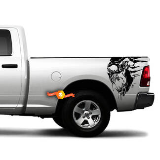 Dodge Ram Chevy Ford Grunge Skull Side Truck Decalcomania grafica in vinile letto Portellone posteriore