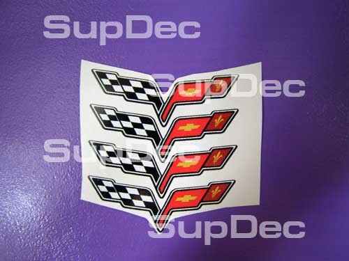 Set di Adesivi in Vinile per Coprimozzo con Bandiera Corvette per Chevy Corvette C5 C6 Z06