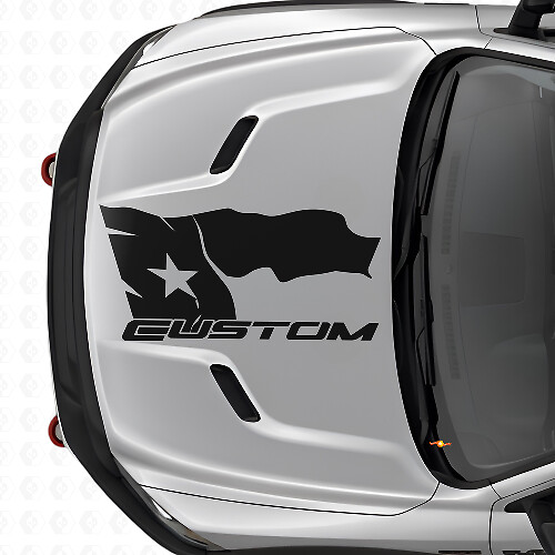 Adesivo in Vinile per Cofano con Bandiera Texas in Stile Usurato e Scritta per Dodge Ram 2015-17