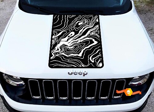 Adesivo in Vinile a Mappa Topografica per Cofano Jeep Renegade