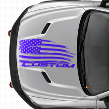 Adesivo in vinile per cofano con bandiera americana invecchiata e scritte per Dodge Ram_2