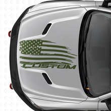 Adesivo in vinile per cofano con bandiera americana invecchiata e scritte per Dodge Ram_3