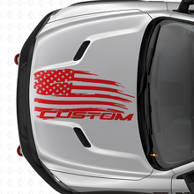 Adesivo in vinile per cofano con bandiera americana invecchiata e scritte per Dodge Ram_4