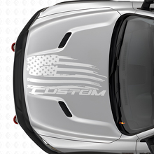 Adesivo in vinile per cofano con bandiera americana invecchiata e scritte per Dodge Ram_5