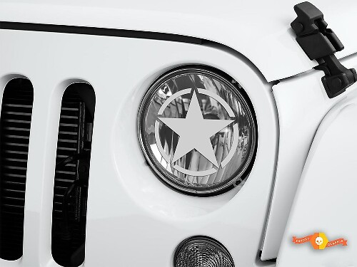 Set di Adesivi in Vinile per Vetri Incisi a Stella Militare per Fari Jeep Wrangler