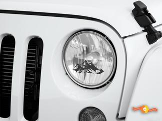 Montagne Jeep Wrangler Rubicon JK JKU TJ Decal Graphic Headlight Etched Glass Vinyl
