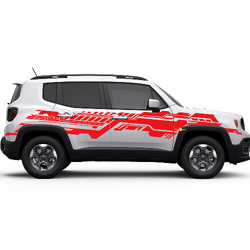 Adesivo in Vinile con Strisce Laterali in Stile Grunge Tecnico per Jeep Renegade