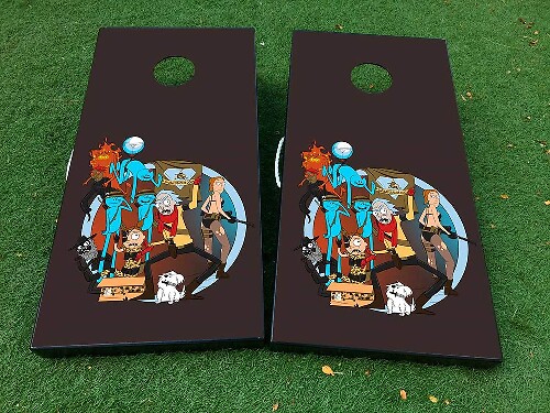 Set di adesivi in vinile per tavolo Cornhole ispirati a Rick e Morty