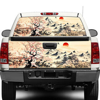 Tradizionale giapponese Sumie pittura Sakura lunotto o portellone adesivo decalcomania pick-up camion SUV auto
