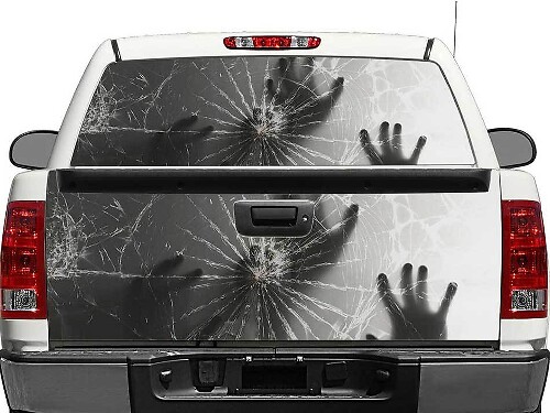 Adesivo Mani dietro vetro rotto per finestrino posteriore o portellone per pickup SUV