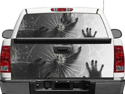 Adesivo in Vinile Mani Dietro il Vetro Rotto per Finestrino Posteriore o Portellone di Pickup SUV