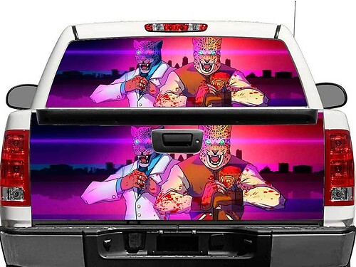 Adesivo in Vinile per Finestrino Posteriore o Portellone Hotline Miami X Tekken per Camion