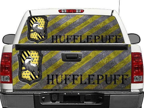 Adesivo in Vinile per Finestrino Posteriore o Portellone con Logo Hufflepuff Harry Potter per Pick-up e SUV