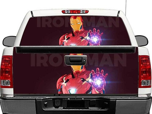Adesivo in Vinile per Finestrino Posteriore e Portellone Ironman per Camion
