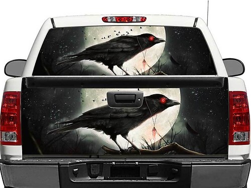 Adesivo in Vinile per Finestrino Posteriore e Portellone Moonlight Raven per Camion