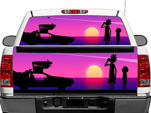 Adesivo in vinile sagoma Rick e Morty per finestrino posteriore o portellone per camion