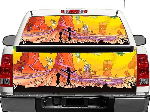 Adesivo in Vinile per Finestrino Posteriore o Portellone di Rick e Morty per Camion