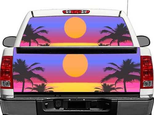 Adesivo Vinilico Tramonto Artistico per Finestrino Posteriore o Portellone per Pick-up e SUV