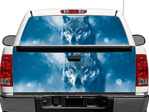 Adesivo in vinile per lunotto posteriore o portellone posteriore invernale Wolf per pick-up e SUV