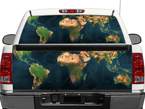 Adesivo in Vinile con Mappa Mondiale per Finestrino Posteriore o Portellone per Pick-up, SUV