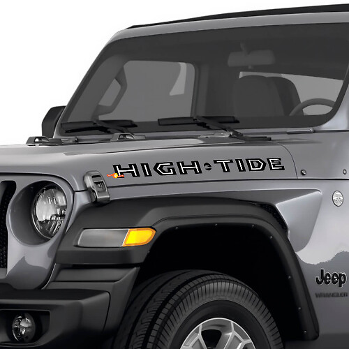 Adesivi in Vinile con Scritta High Tide per Cofano Laterale Jeep Wrangler