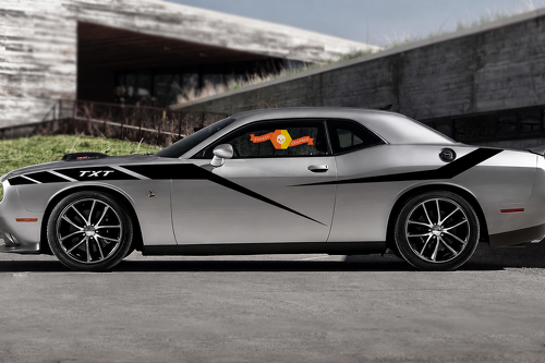 TXT Strobe Side Stripe Pair Fiancata Adesivo in vinile per Dodge Challenger