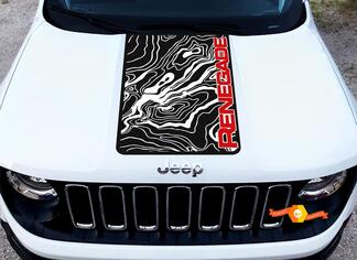 2 colori cappuccio Jeep Renegade mappa topografica logo grafica decalcomania in vinile adesivo SUV